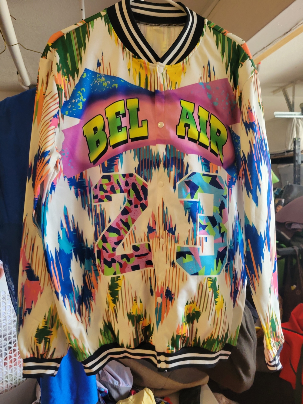 Multicolor Abstract Varsity Jacket Like New